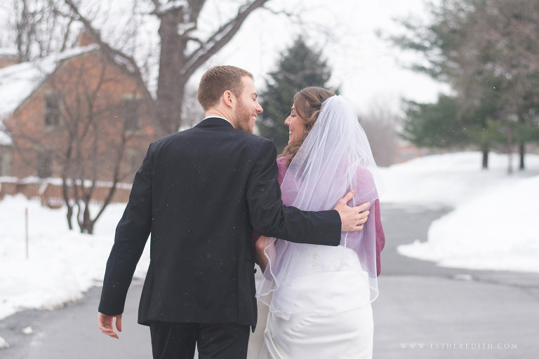 Winter Wedding, Bride and Groom Portraits, Couple's Photography, Esther Edith galleries wedding photography, Troy Pat's Barn New York, www.estheredith.com