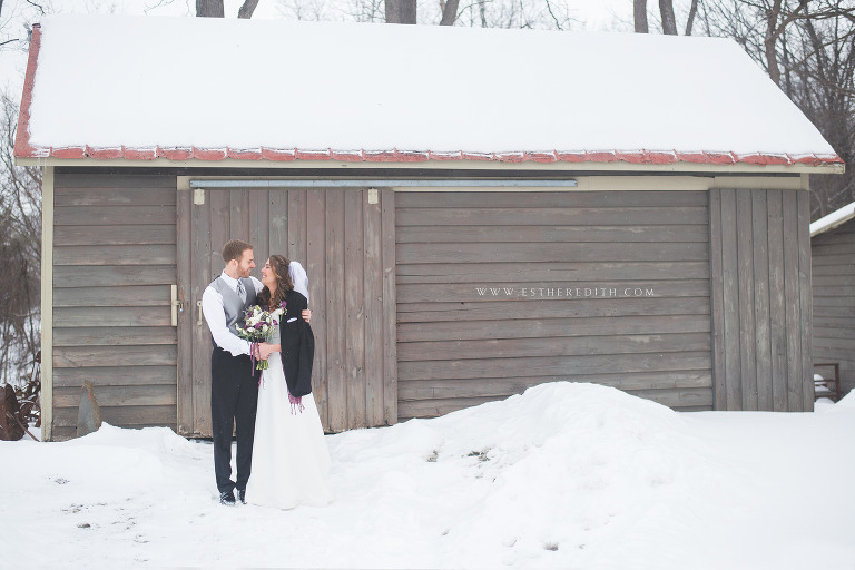 Winter Wedding, Bride and Groom Portraits, Couple's Photography, Esther Edith galleries wedding photography, Troy Pat's Barn New York, www.estheredith.com