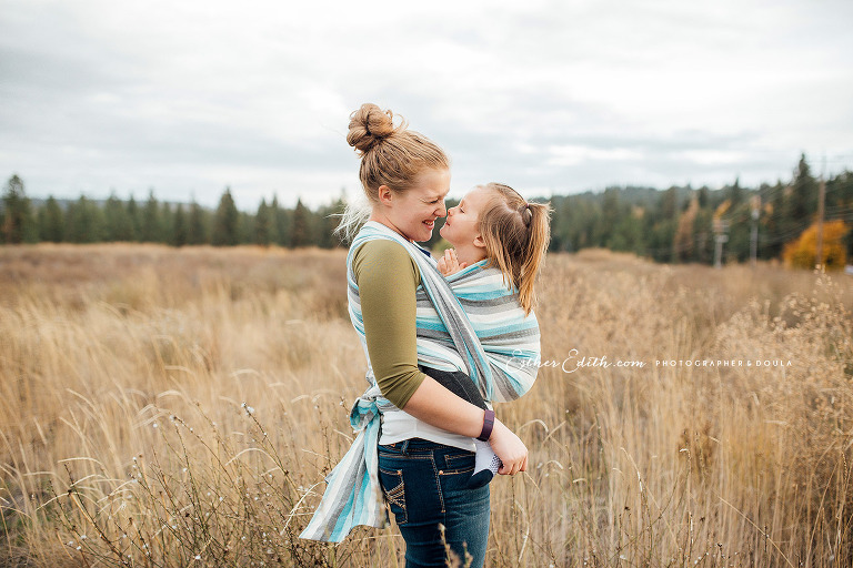 Professional Babywearing Photographers, Spokane Mini sessions, Spokane professional motherhood photography, Esther Edith Photographer and Doula