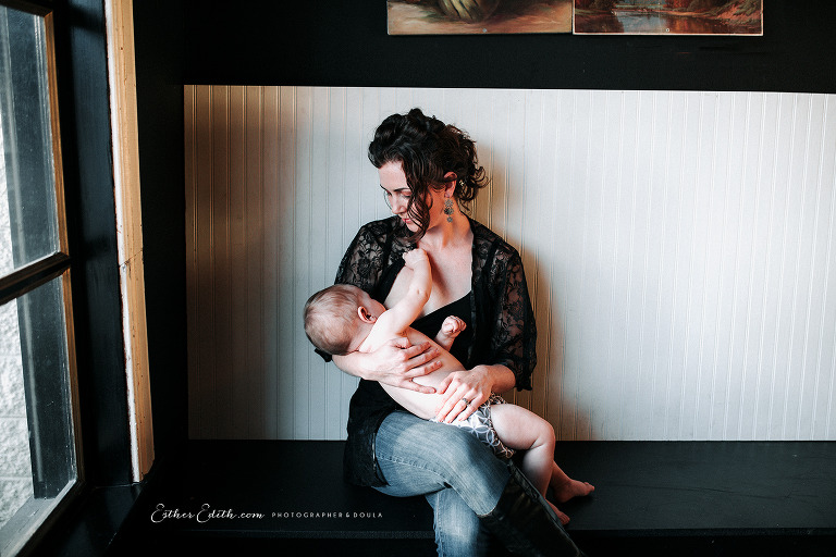 Spokane breastfeeding photographers, coeur d'alene nursing photography, indoor breastfeeding photos, spokane motherhood photography, spokane birth photographer, esther edith, sarai