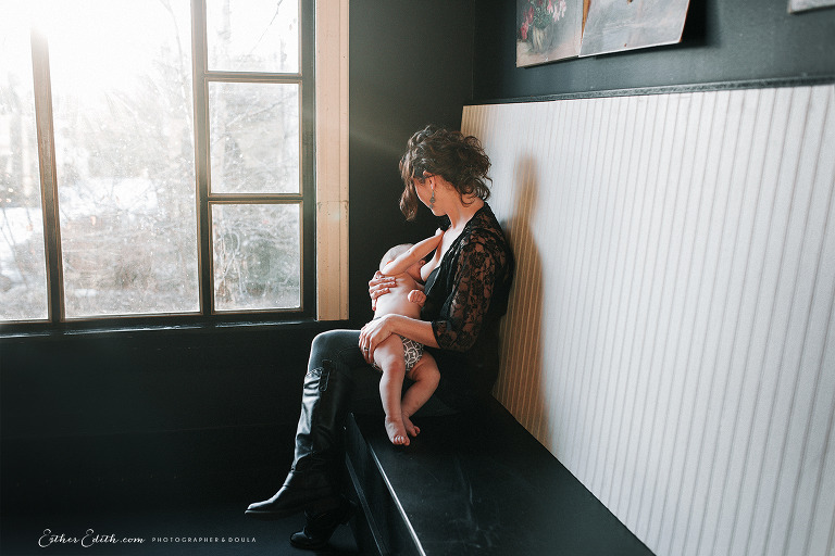 Spokane breastfeeding photographers, coeur d'alene nursing photography, indoor breastfeeding photos, spokane motherhood photography, spokane birth photographer, esther edith, sarai