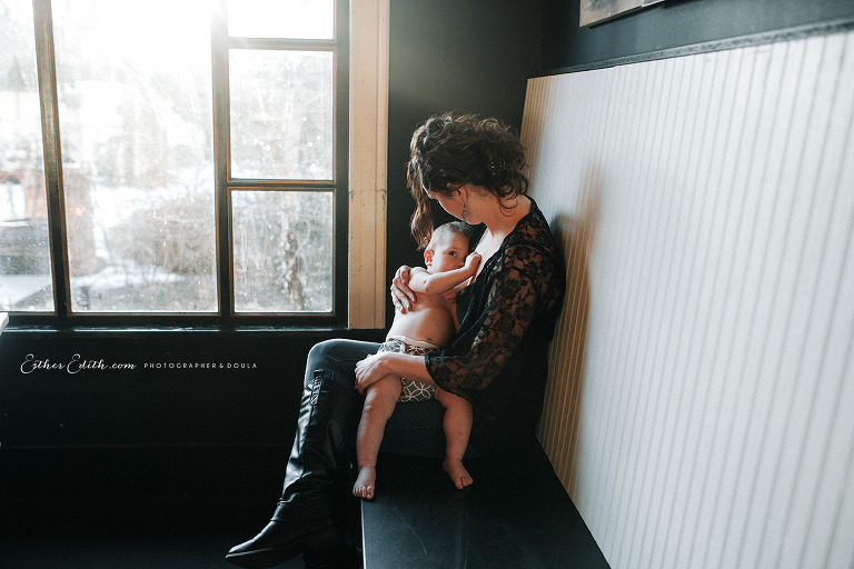 Spokane breastfeeding photographers, coeur d'alene nursing photography, indoor breastfeeding photos, spokane motherhood photography, spokane birth photographer, esther edith, sarai