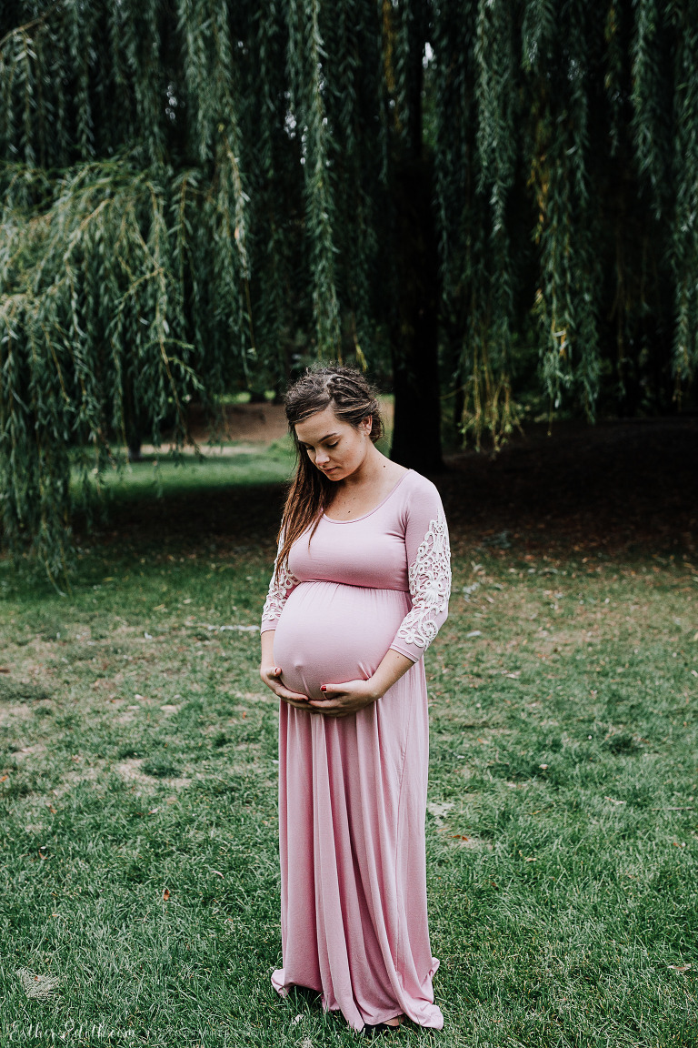 Spokane maternity photographers, spokane maternity photography, cda maternity pictures, cheney maternity photos, maternity dress spokane, blush pink maternity gown, pink lace maternity dress