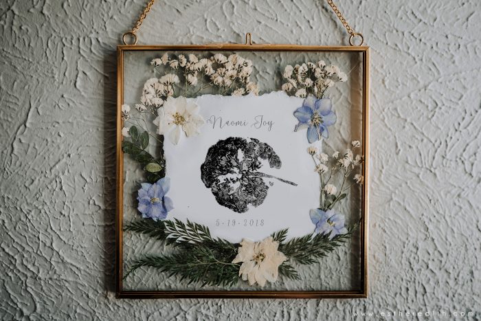 heirloom pressed flower placenta prints, custom pressed flower frame